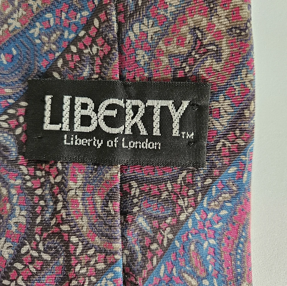 LIBERTY OF LONDON Brick Red & Royal Blue Print Silk Tie
